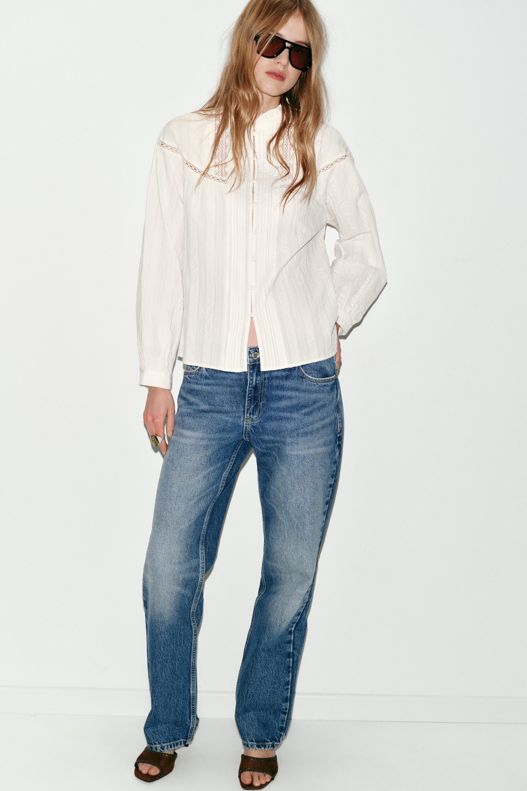 CHEMISE DENTELLE ET PLIS NERVURÉS
